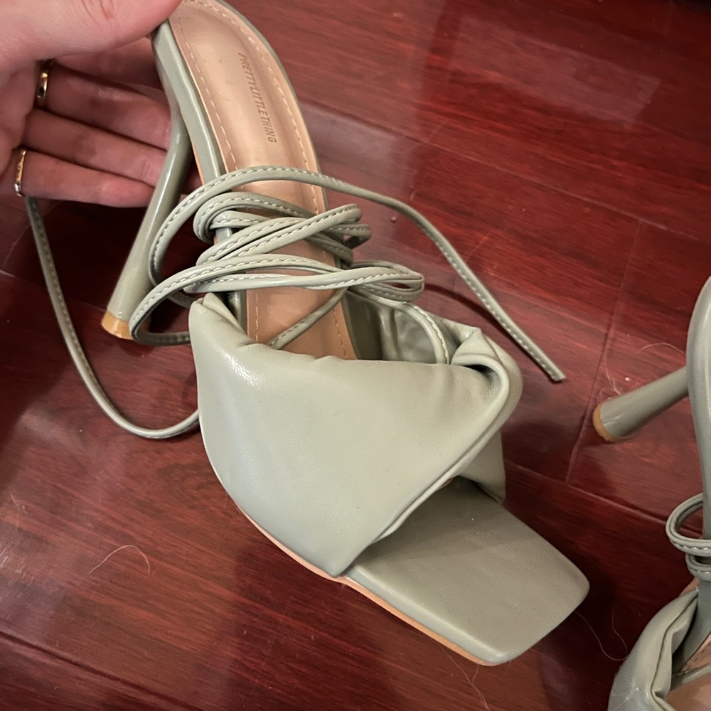 Green tie up heels